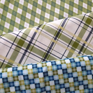 Stof katoen katoenen stof jongens ruitstoffen katoenen stoffen blauw groen