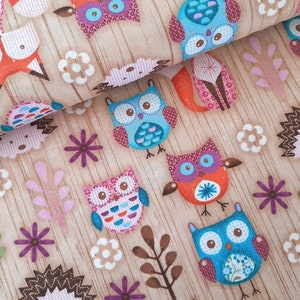 Tissu en coton tissus en coton cartable hibou printemps hérisson renard animaux