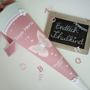 Cartable sucre sac fille papillon vieux rose gris école rentrée scolaire cadeau rentrée scolaire