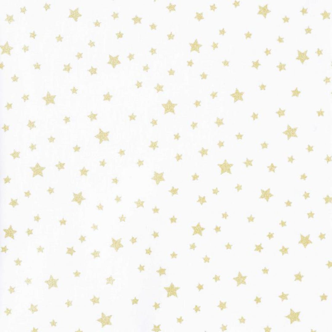 Stars Fabric Gold Cotton Cotton Fabric Star Fabric White Fabrics ...