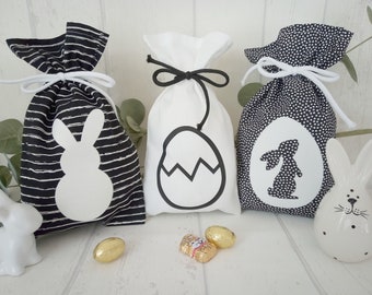 Juego de 3 bolsas de Pascua Bolsa de Pascua Bolsa de tela para embalaje de Pascua Conejito de Pascua Bolsa de regalo para embalaje de conejo de tela