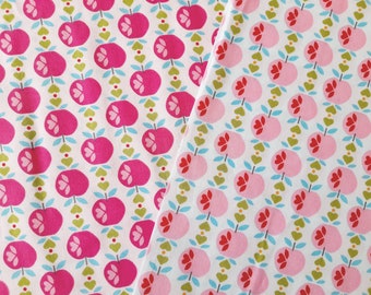 Cotton fabric, apples, pink fabrics, cotton, school cone