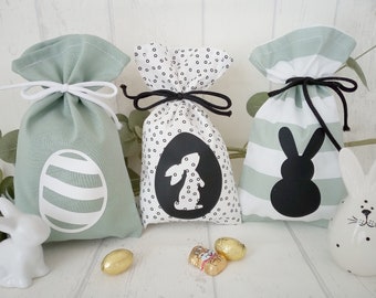 Juego de 3 bolsas de Pascua, sacos de Pascua, embalaje de Pascua, bolsas de tela, bolsas de conejo de Pascua, embalaje de conejo de Pascua, bolsas de regalo