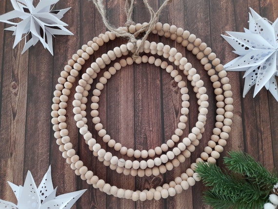 NaDeco Deko-Metallring Mit Holzperlen - 20-40 Cm Für Boho Dekoration
