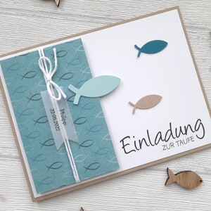 Karte Einladung Kommunion Taufe Taufeinladung Einladungskarte Baby Geburt Fische