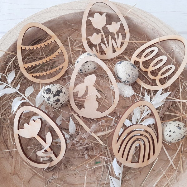 Easter eggs wooden eggs Easter pendant pendant Easter bunny rabbit decoration Easter decoration spring decoration