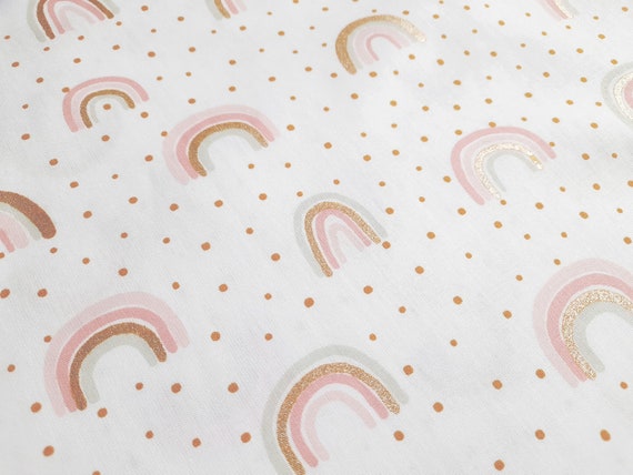 Rainbow fabric cotton cotton fabric rainbow fabric glitter pastel white  unicorn school cone