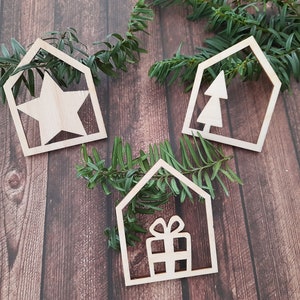 Wooden pendant Christmas decoration cottage houses laser cut house Christmas decoration decoration