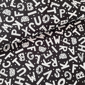 Tela algodón tela letras negro blanco inscripción escolar bolsa de azúcar cono escolar