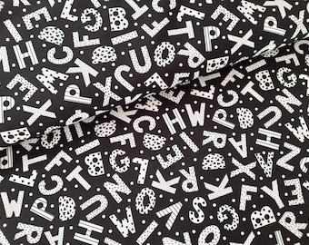 fabric cotton cotton fabric letters black white school enrollment candy cone school cone