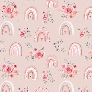Tissu arc-en-ciel coton tissu pastel blanc rose bleu vert