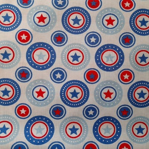 Tissu Coton Tissu Coton Étoiles Cercles Points bleu rouge