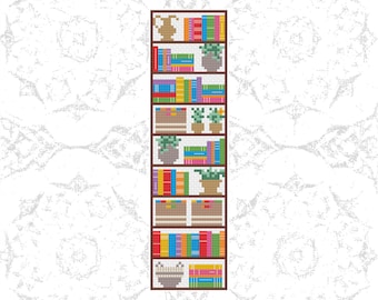 Bücherregal Lesezeichen Kreuzstich Muster PDF Download Art Traditonal Türkisch Handwerk DIY Kreuzstich Muster Digital Design