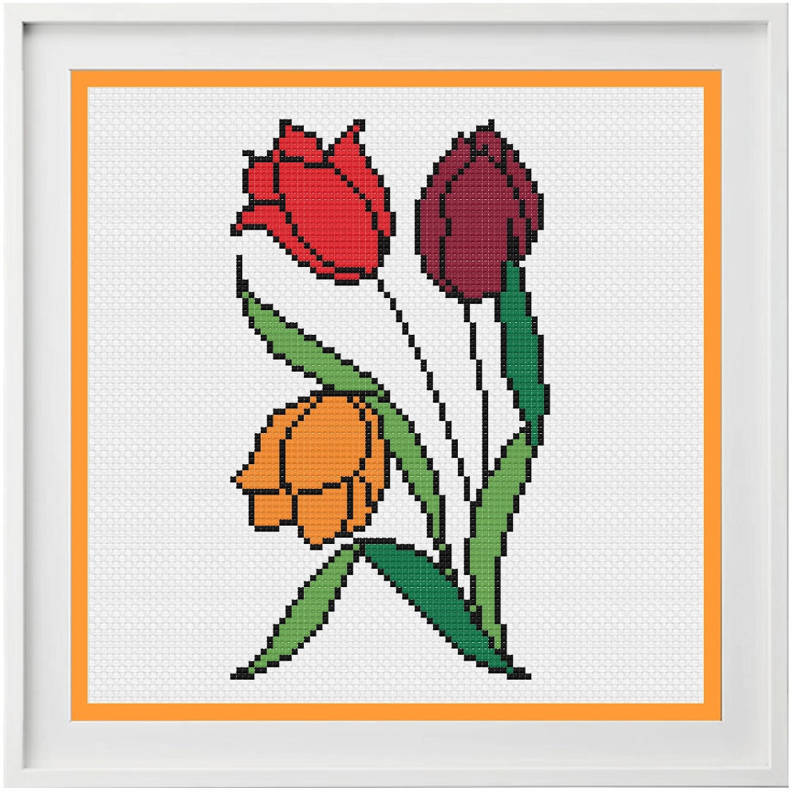Tulip Cross Stitch Pattern PDF Download Printable Flower Art