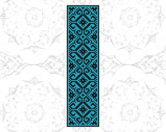 Black & Blue Bookmark #2 Cross Stitch Pattern PDF Download Art Traditonal Turkish Craft DIY Counted Cross Stitch Pattern Digital Design