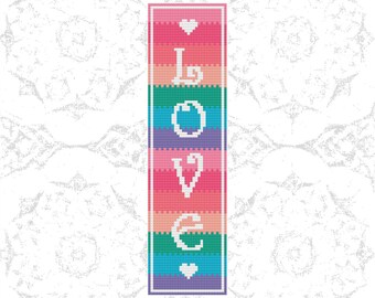 Love Stripes Bookmark Cross Stitch Pattern PDF Download Bookmark Art DIY Traditonal Craft DIY Counted Cross Stitch Pattern Digital Design