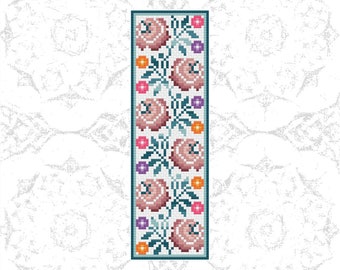 Pretty Flower Bookmark Cross Stitch Pattern PDF Download Art Traditonal Turkish Craft DIY Counted Cross Stitch Pattern Digital Design