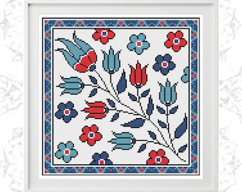 Tulip Bloom Cross Stitch Pattern PDF Download Printable Flower Art Floral Decor DIY Cross Stitch Pattern Digital Design