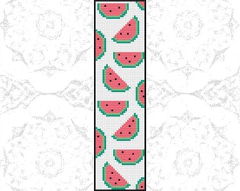 スイカのブックマーククロスステッチパターンPDFダウンロードブックマークアートDIYクラフトカウントクロスステッチパターンデジタルデザイン