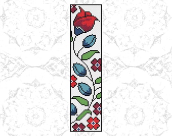 Tulip Bookmark Cross Stitch Pattern PDF Download Ottoman Art DIY Traditonal Turkish Craft DIY Counted Cross Stitch Pattern Digital Design