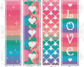 Love and Rainbows Bookmark Combo Cross Stitch Pattern PDF Download Turkish Craft DIY Counted Cross Stitch Pattern Digital Design