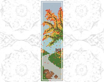 Autumn Bookmark Cross Stitch Pattern PDF Download Art Traditional Craft DIY Counted Cross Stitch Pattern Digital Design