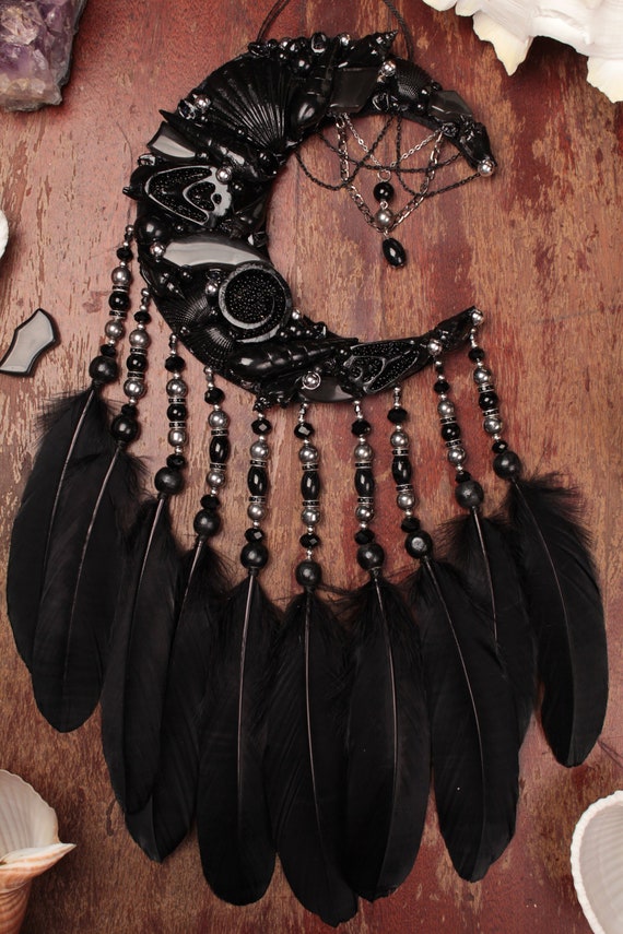 Black Shell Moon Mermaid Wall Hangingvalentine S Day Etsy