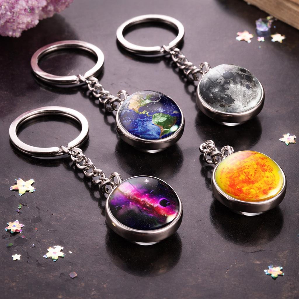 Porte-Clés Monde En Métal Bronze - Planète Terre Espace Globe - Cadeau Unisexe