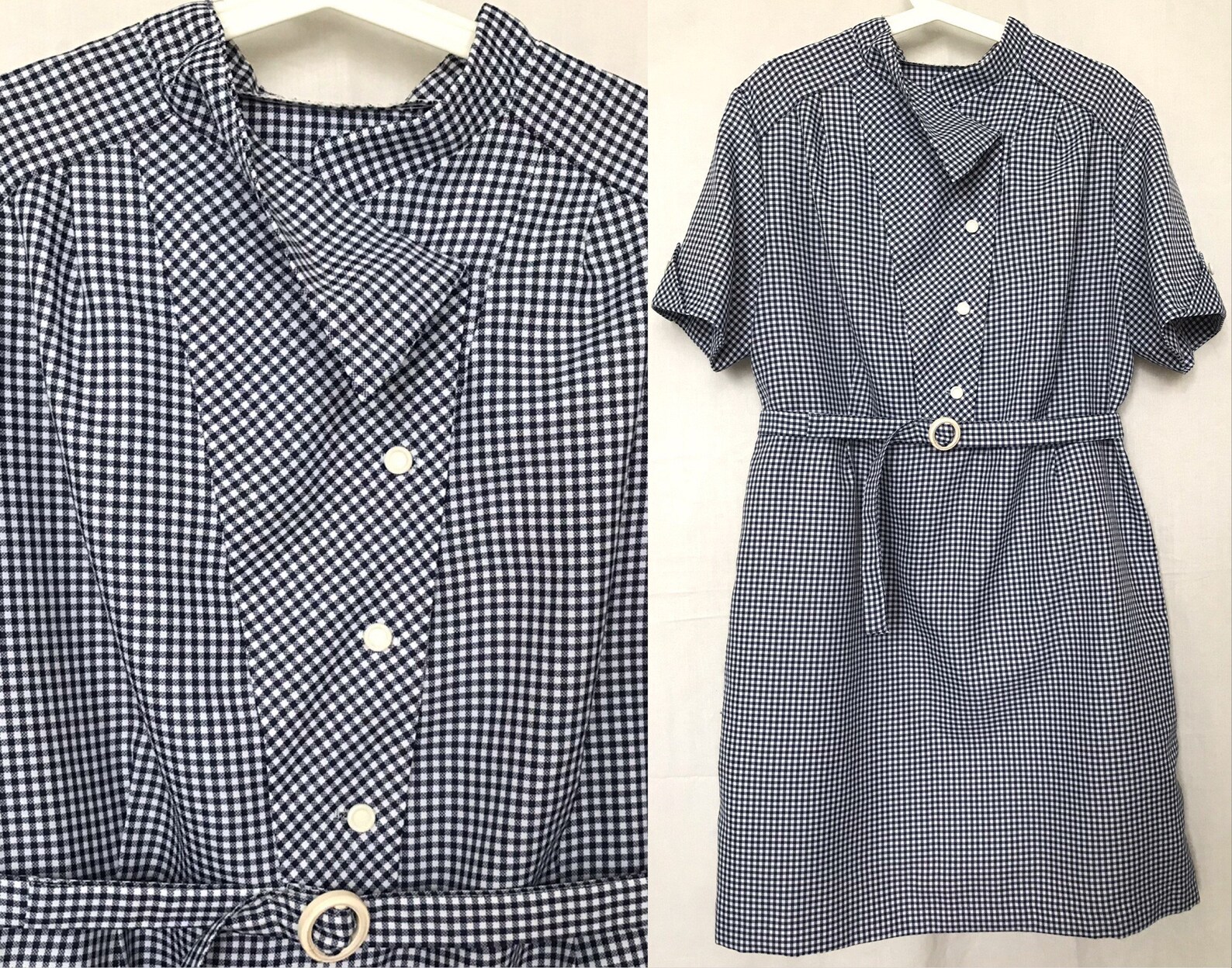 Vintage 80s Plus Size Asymmetric Collar Plaid Gingham Summer | Etsy