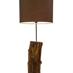 Rustic wooden lamp, robinia wood, wooden floor lamp, with a lampshade, reclaimed wood