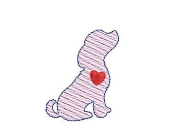 Dog Puppy Heart Sketch Embroidery Design Quick Stitch Mini Small Machine Pattern