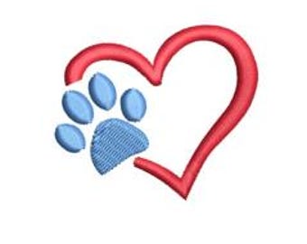 Heart Paw Embroidery Design Pawprint Small Machine Pattern Collar Cuff Shirt