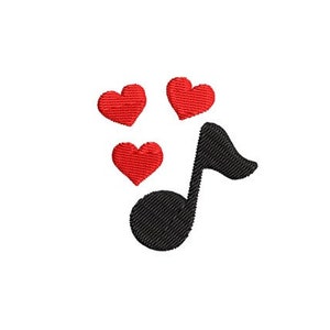 Mini cuori con ricamo musicale, modello per macchina dell'amore, maglietta