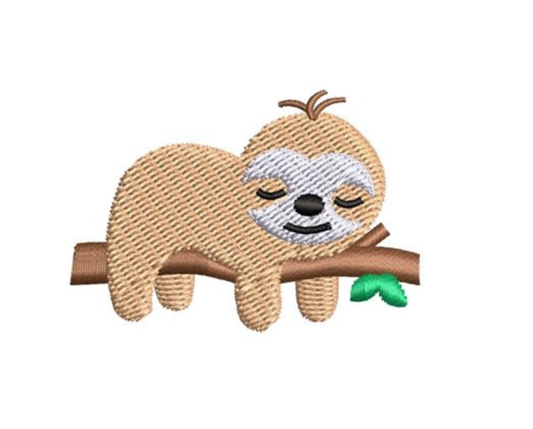 Sloth Embroidery Design Sleeping on a Limb Tree Small Baby Machine ...