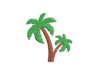 2 本のヤシの木の機械刺繍ミニ デザイン - Etsy 日本