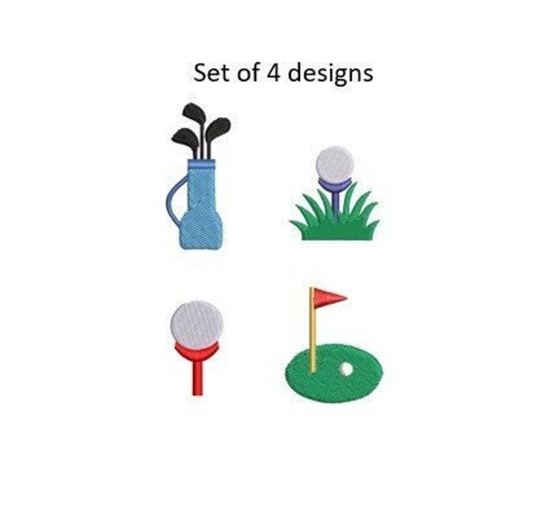 Golf Embroidery Design Set of 4 Mini Small Machine Embroidery Pattern ...