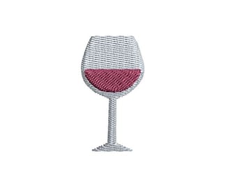 Glass of Wine Embroidery Design Mini Small Machine Pattern Shirt Towel