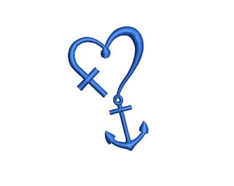 Faith Hope Love Anchor Embroidery Design Mini Small Cross Heart Machine Pattern Shirt