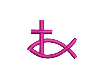 Cross Jesus Fish Embroidery Design Mini Small Machine Pattern Shirt