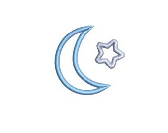 Moon Stars Embroidery Design Mini Baby Small Outline Machine Pattern