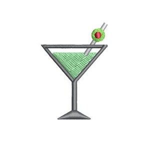 Martini Embroidery Design Mini Cocktail Embroidery, Olive Small Machine Embroidery Pattern Shirt Embroidery