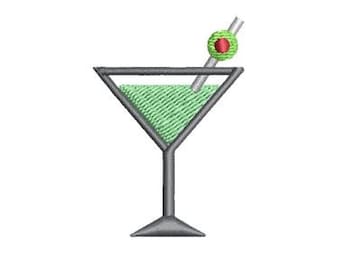 Martini Embroidery Design Mini Cocktail Olive Small Machine Pattern Shirt