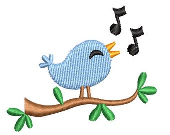 Mini Bird Embroidery Design Small Singing Music Machine Pattern Shirt