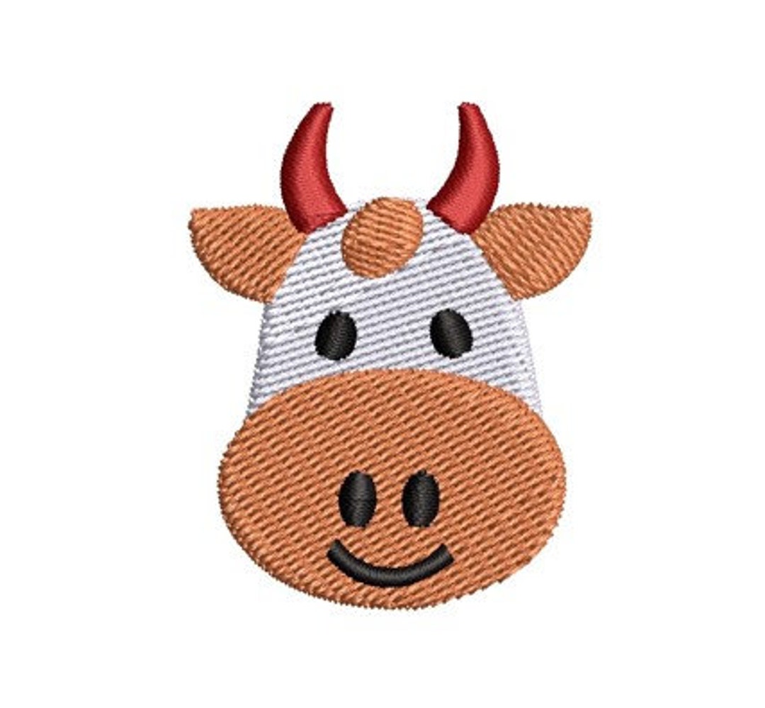 Small Cow Designs Cow Face Embroidery Design Small Cute Farm Animal Baby Machine Pattern ...