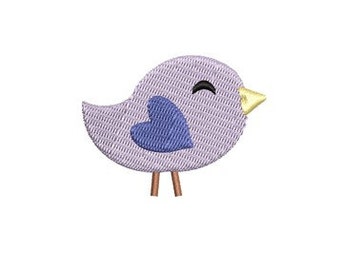 Mini Bird Embroidery Design Small Heart Machine Pattern Shirt