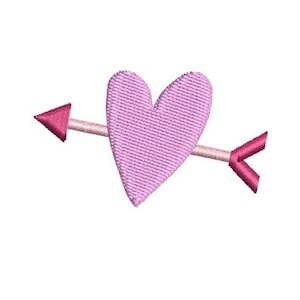 Puede incluir: Un corazón rosa con una flecha rosa que lo atraviesa. La flecha apunta hacia la izquierda.