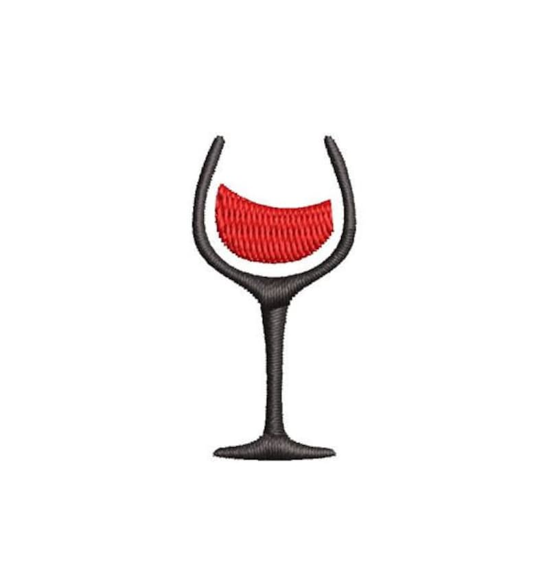 Wineglass Embroidery Design Mini Wine Small Machine Embroidery Etsy