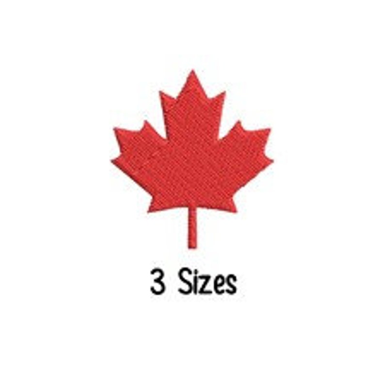 May include: Red maple leaf embroidery design in three sizes.