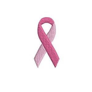 May include: A pink ribbon, a symbol of breast cancer awareness.