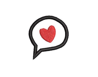 Chat Bubble Embroidery Design, Small Heart Machine Pattern Shirt